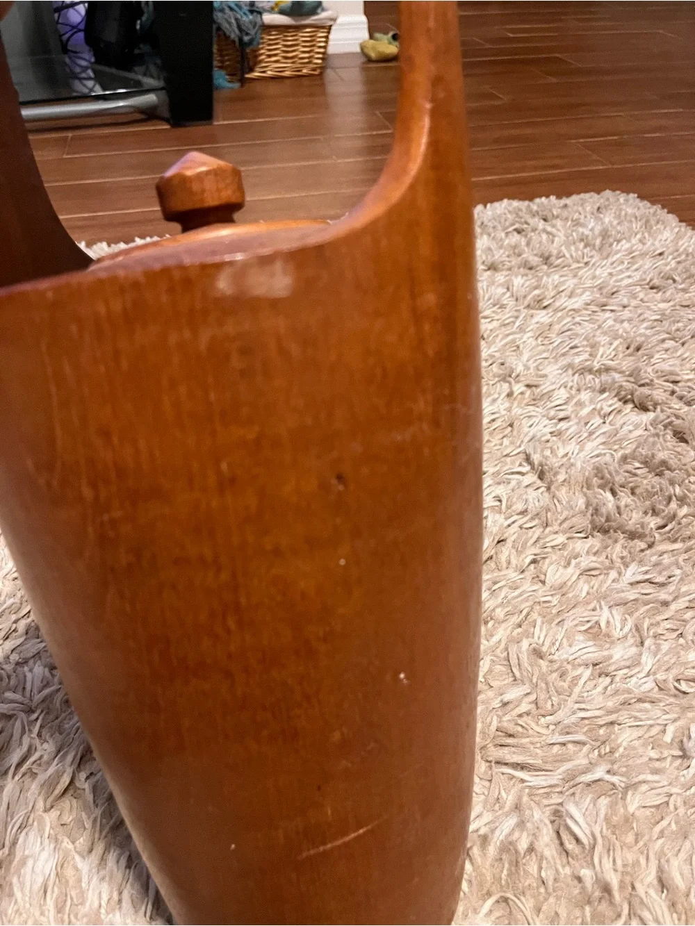 Vintage Mid-Century Modern Genuine Teak Wood Lg Ice Bucket Lid 15” MCM Thailand